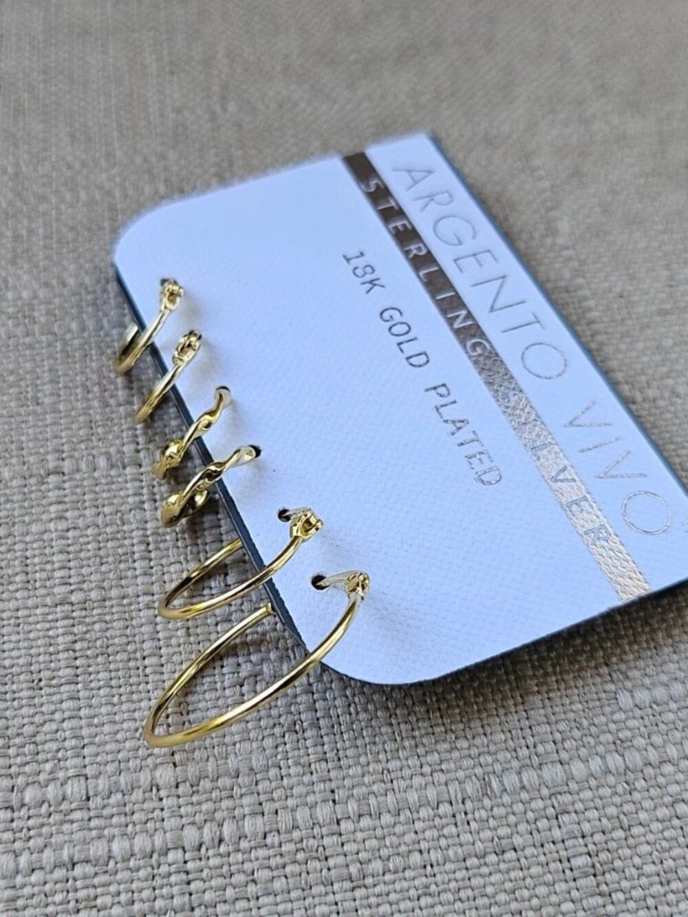 Argento Vivo Women Earrings Gold Plated over Sterling silver Jewelry Set of 3 - Picture 8 of 12